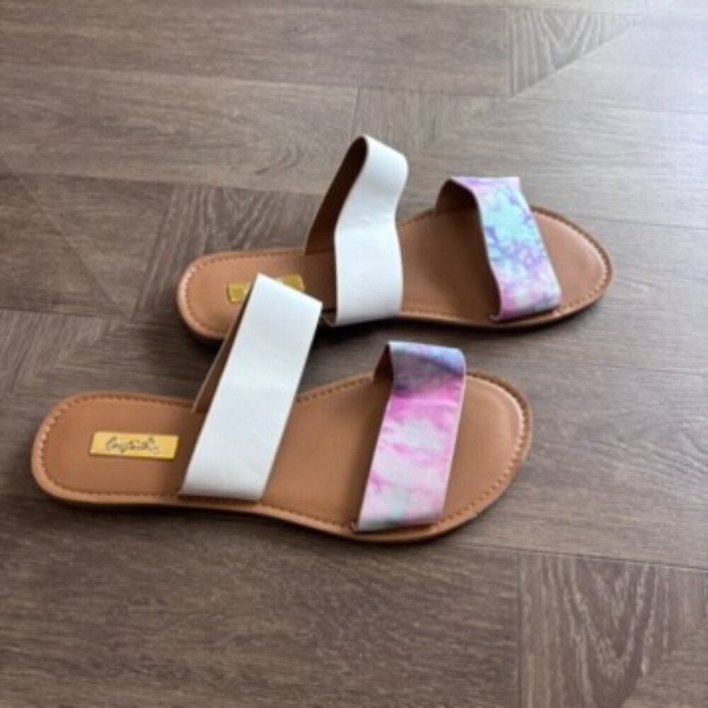 NWT Qupid Athena Sandals- Pink Tie Dye - Picture 5 of 7